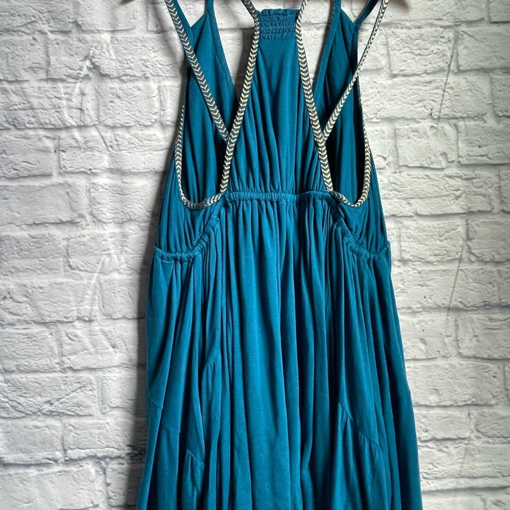 Free People Teal Embroidered Dress Medium - Picture 7 of 16